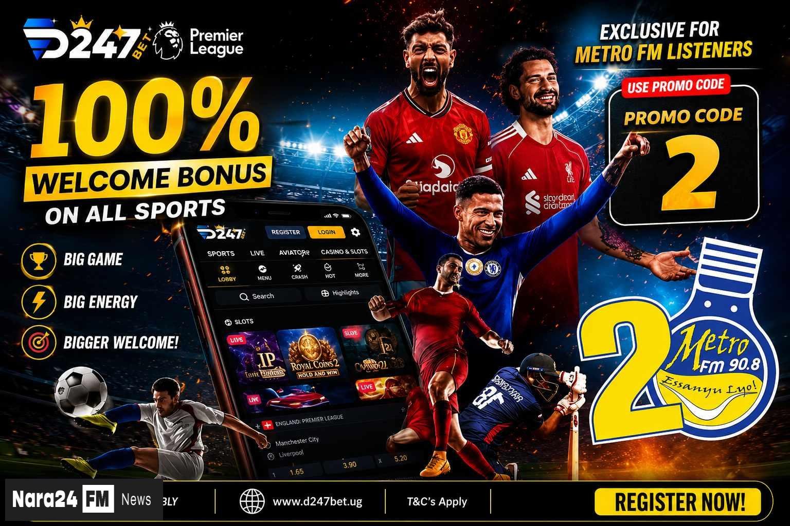 BIG GAME. BIG ENERGY. BIGGER WELCOME! D247 Unveils 100% Welcome Bonus for Sports Fans